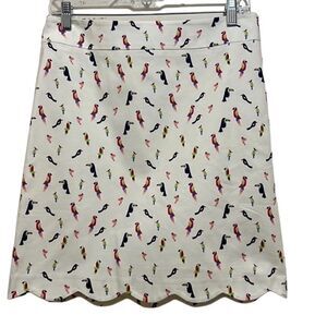 Talbots skirt cotton blend tropical bird animal scalloped 2